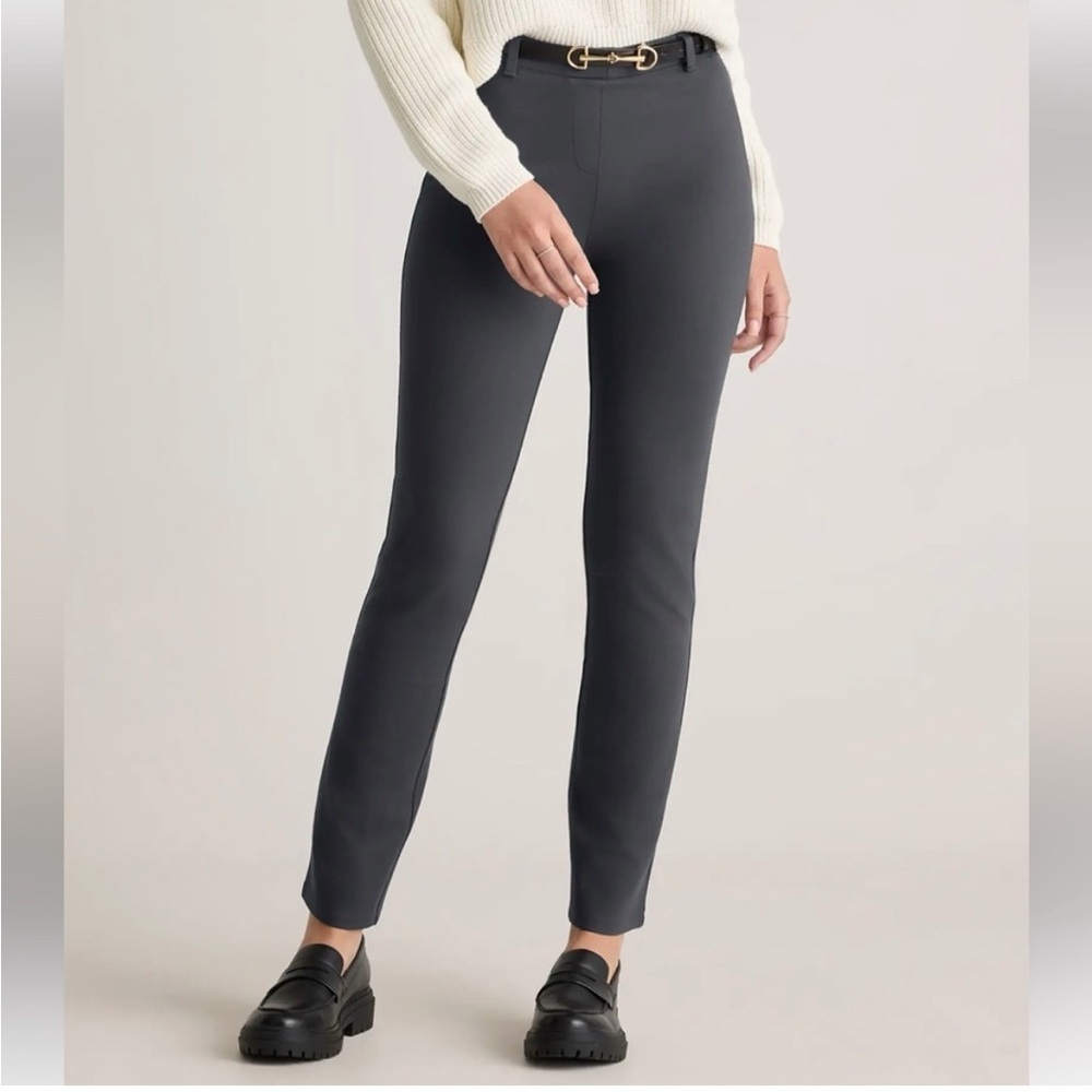 Quince Ultra- Stretch Ponte Straight Leg Pant in Steel